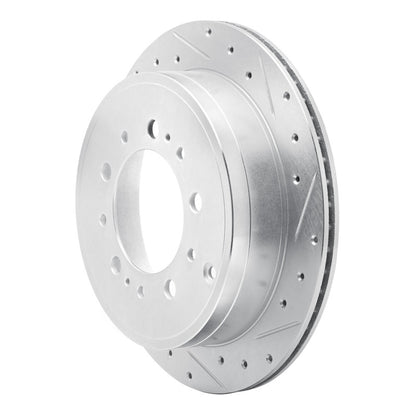 R1 Concepts R1 17-21 Toyota Land Cruiser Rear Right Drilled & Slotted Silver Brake Rotor