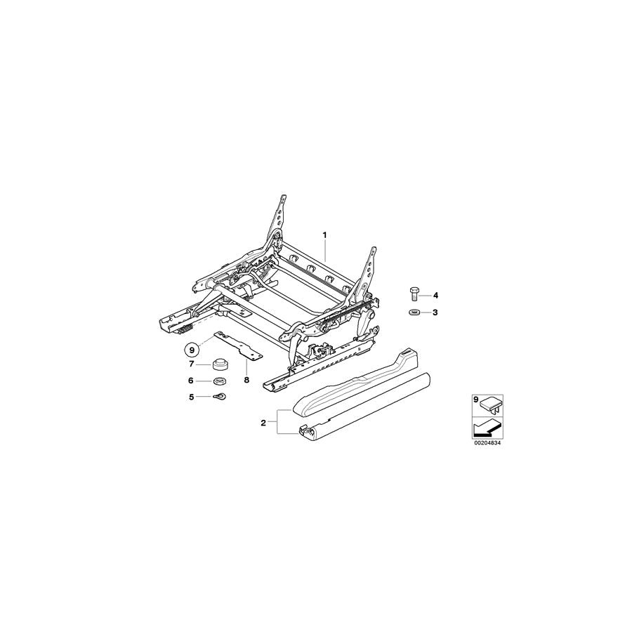 Genuine BMW 52108099432 E53 E83 Covering Seat Rail Right SCHWARZ (Inc. X3, X5 4.6is) | ML Performance US Car Parts