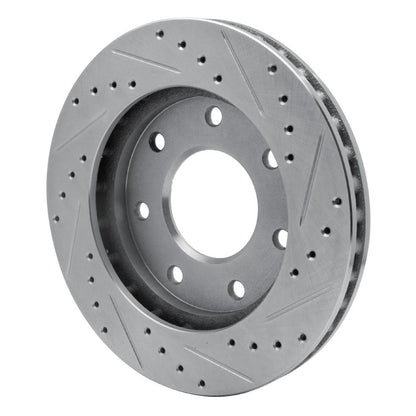 R1 Concepts R1 04-08 Ford F-150 RWD Front Left Drilled & Slotted Silver Brake Rotor