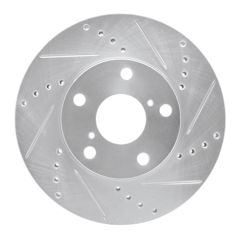R1 Concepts R1 01-05 Toyota RAV4 Front Right Drilled & Slotted Silver Brake Rotor