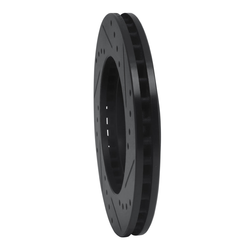 R1 Concepts R1 98-15 Nissan Frontier Front Left Drilled & Slotted Black Brake Rotor