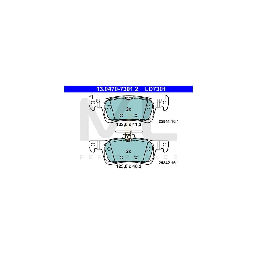ATE Ceramic 13.0470-7301.2 Brake pad set for PEUGEOT 308 excl. wear warning contact, not prepared for wear indicator