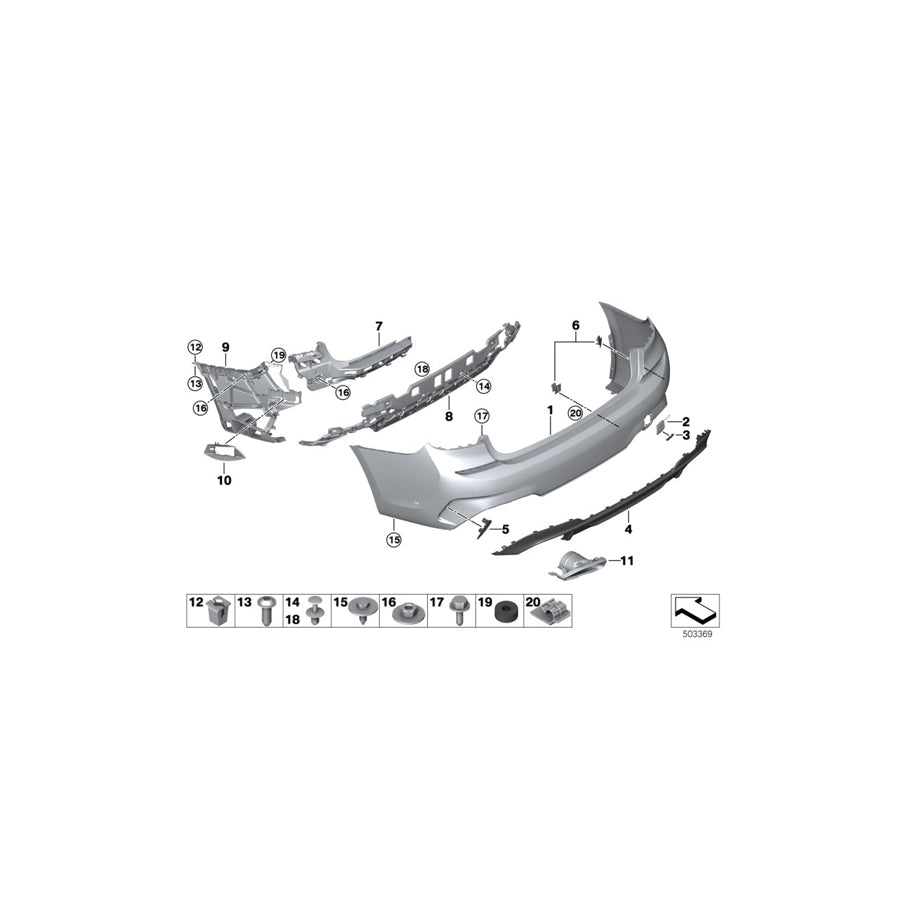 Genuine BMW 51128069394 G20 Mount For Bumper, Corner, Rear Right MSP/MPA (Inc. 320iX, 320dX & 320d) | ML Performance US Car Parts