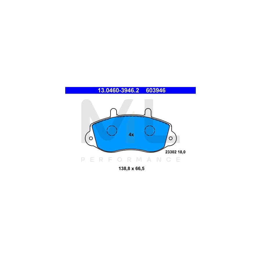 ATE 13.0460-3946.2 Brake pad set excl. wear warning contact, prepared for wear indicator