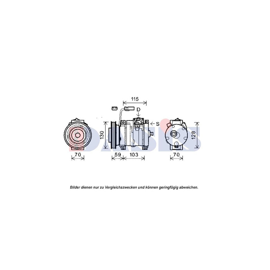 AKS Dasis 851916N Compressor, Air Conditioning for Chrysler Pt Cruiser