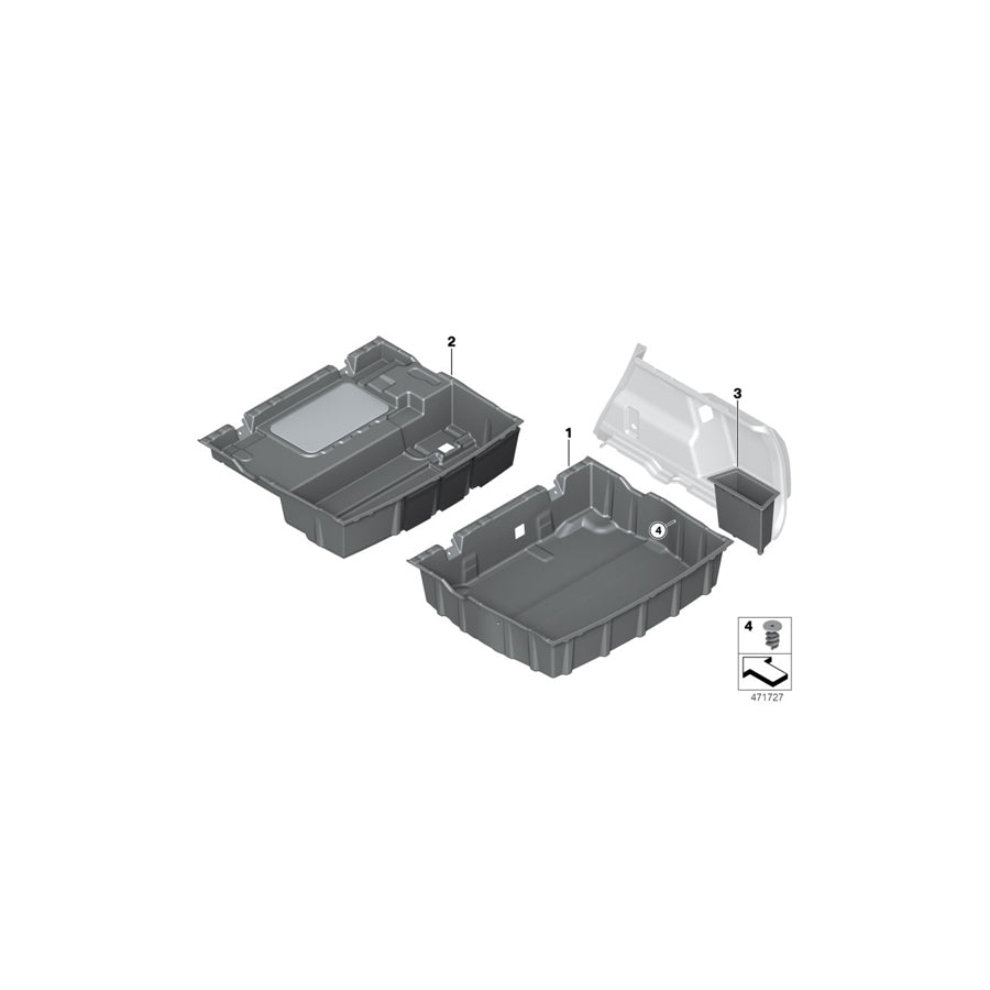 Genuine BMW 51477425351 F48 Storage Troug Luggage Trunk Floor (Inc. X1 25dX, X1 25iX & X1 28i) | ML Performance US Car Parts
