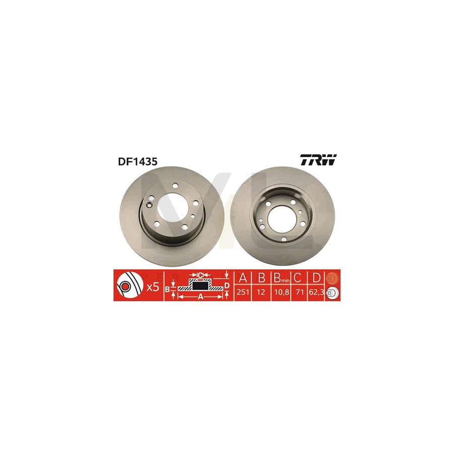 TRW DF1435 Brake Disc for CITRO??? XM Solid, Painted | ML Performance Car Parts