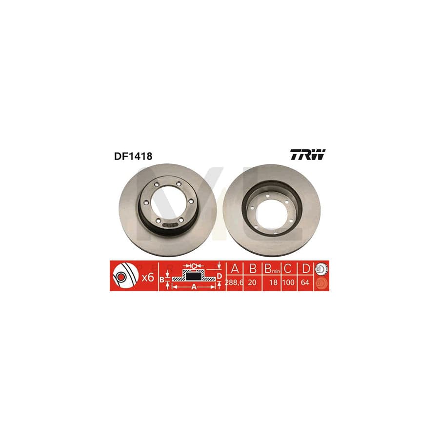 TRW DF1418 Brake Disc Vented, Painted | ML Performance Car Parts