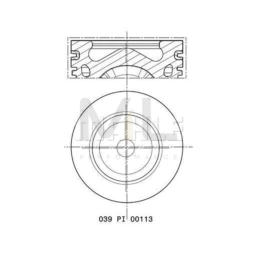 MAHLE ORIGINAL 039 PI 00113 010 Piston 75,009 mm, with cooling duct, with piston ring carrier | ML Performance Car Parts