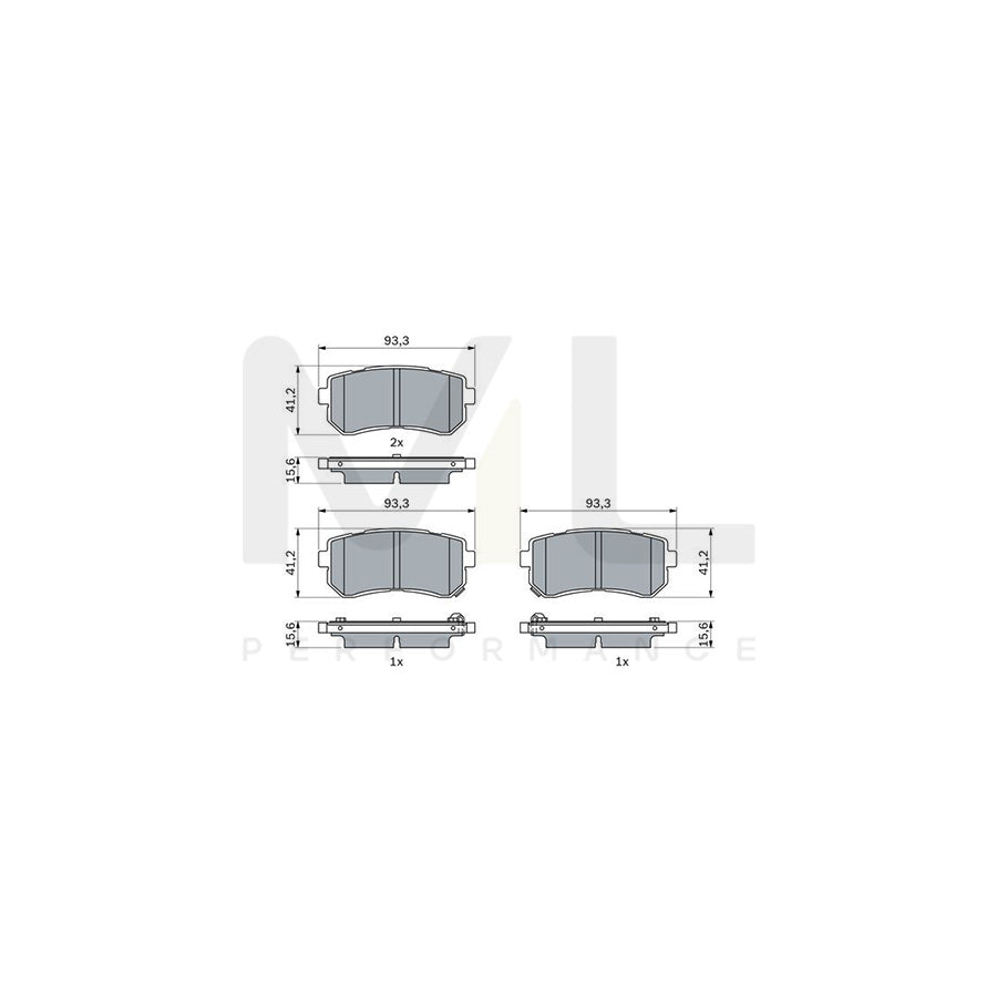 Bosch 0986424956 Brake Pad Set With Acoustic Wear Warning, With Anti-Squeak Plate, With Mounting Manual BP2574 | ML Performance Car Parts