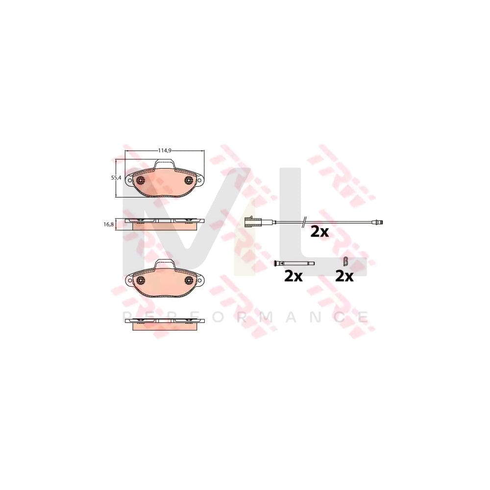TRW Gdb2141 Brake Pad Set For Fiat 500 Hatchback (312) Incl. Wear Warning Contact, With Accessories | ML Performance Car Parts