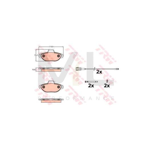 TRW Gdb2141 Brake Pad Set For Fiat 500 Hatchback (312) Incl. Wear Warning Contact, With Accessories | ML Performance Car Parts