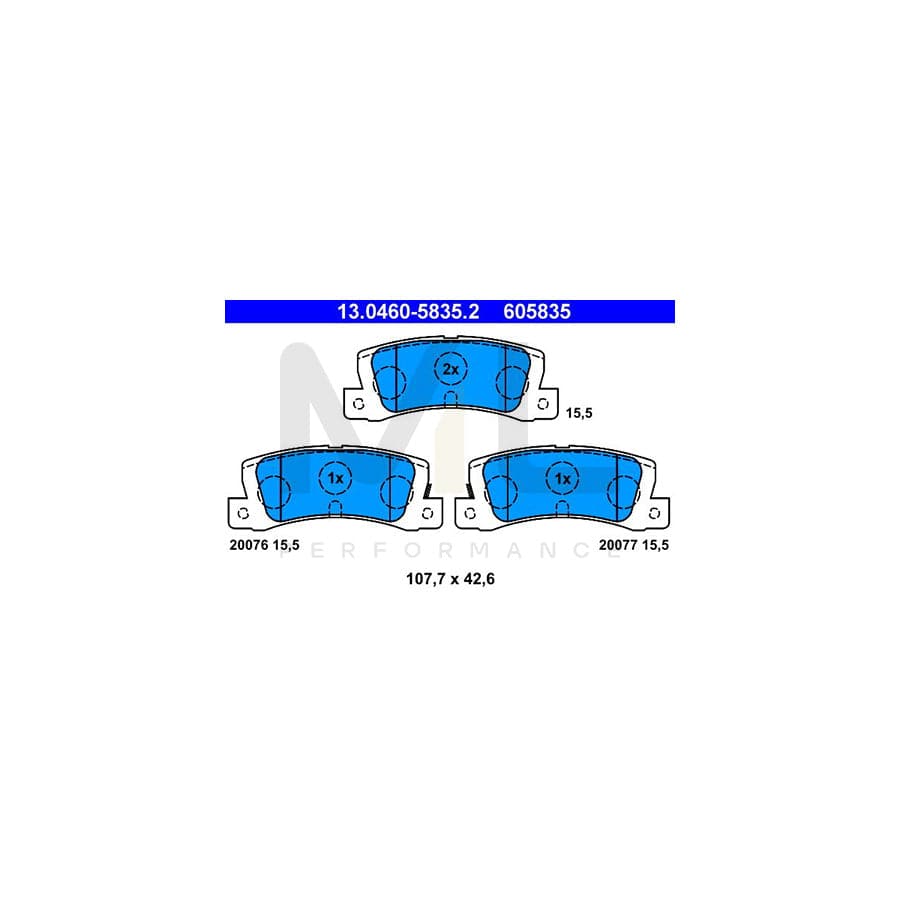 ATE 13.0460-5835.2 Brake pad set with acoustic wear warning