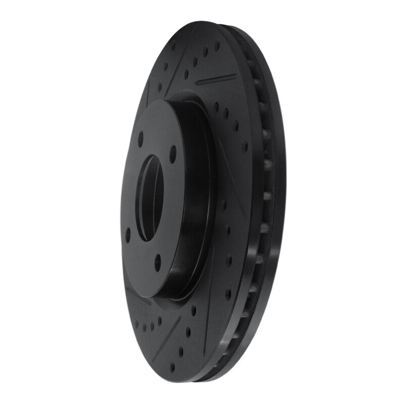 R1 Concepts R1 07-14 Nissan Sentra Front Left Drilled & Slotted Black Brake Rotor