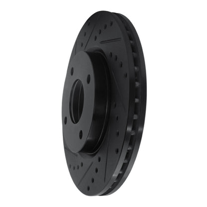 R1 Concepts R1 07-14 Nissan Sentra Front Left Drilled & Slotted Black Brake Rotor