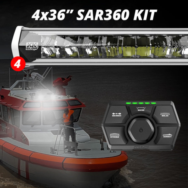 XKGLOW XK Glow SAR360 Light Bar Kit Emergency Search and Rescue Light System White (4) 36In