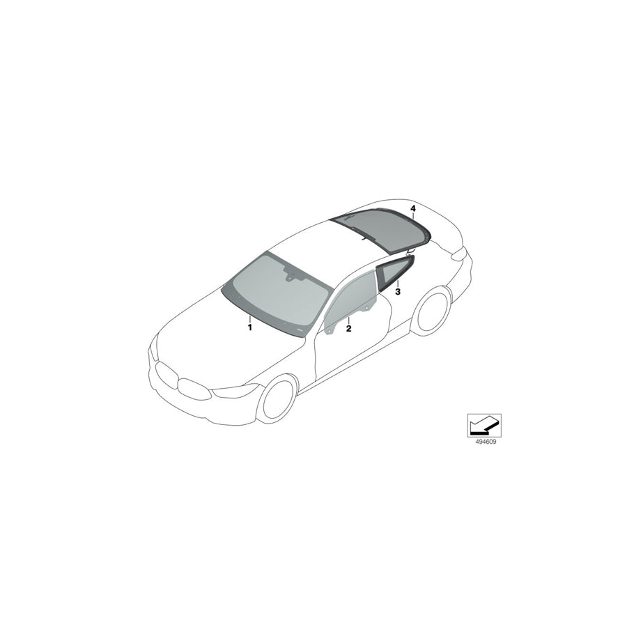 Genuine BMW 51377476948 F92 G15 Side Window, Rigid, Rear Right SSG (Inc. M850iX, 840i & M8) | ML Performance US Car Parts