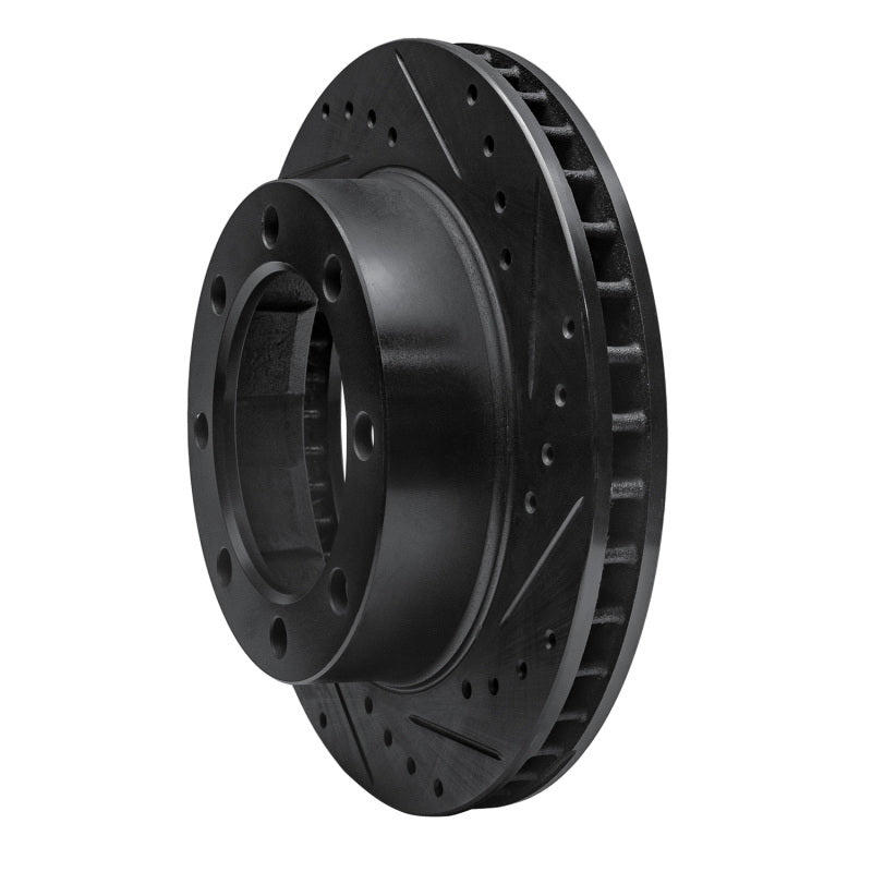 R1 Concepts R1 80-94 Ford F-350 4WD (Excl Super Duty) Front Right Drilled & Slotted Black Brake Rotor