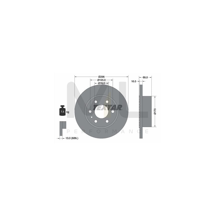 TEXTAR PRO 93177503 Brake Disc for IVECO Daily Solid, Coated, with ABS sensor ring, without wheel hub, without wheel studs | ML Performance Car Parts