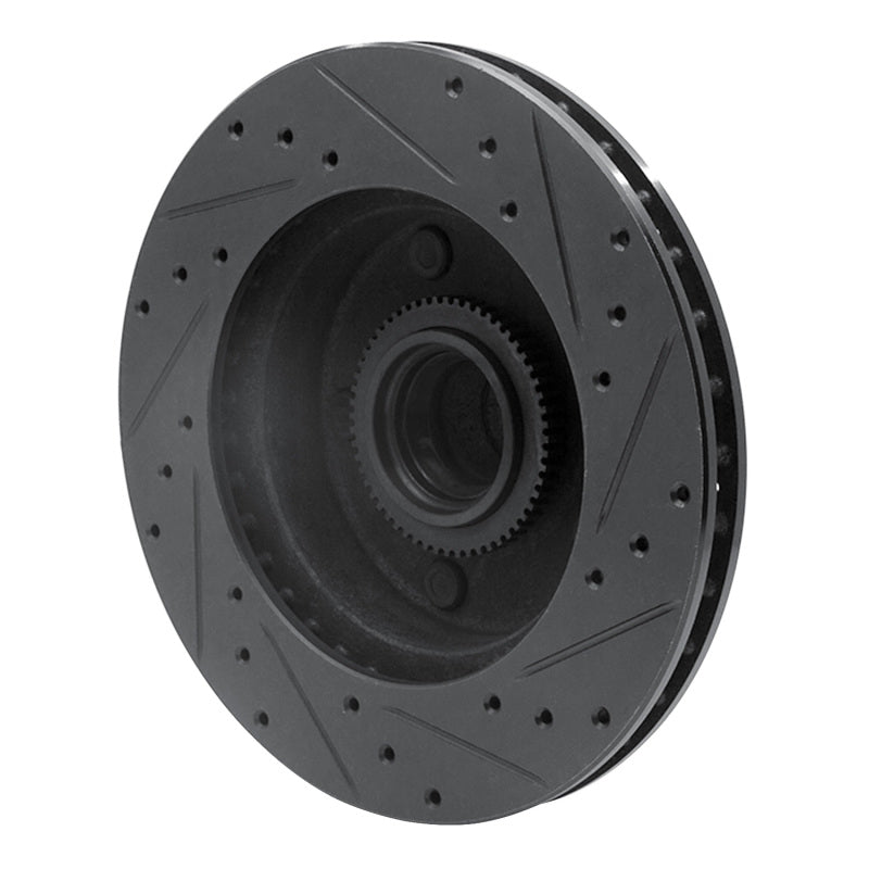 R1 Concepts R1 94-03 Ford E-150 Econoline Front Left Drilled & Slotted Black Brake Rotor