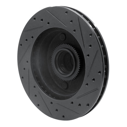 R1 Concepts R1 94-03 Ford E-150 Econoline Front Left Drilled & Slotted Black Brake Rotor