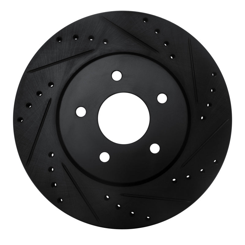 R1 Concepts R1 19-24 Infiniti QX50 Rear Right Drilled & Slotted Black Brake Rotor