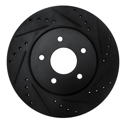 R1 Concepts R1 19-24 Infiniti QX50 Rear Right Drilled & Slotted Black Brake Rotor