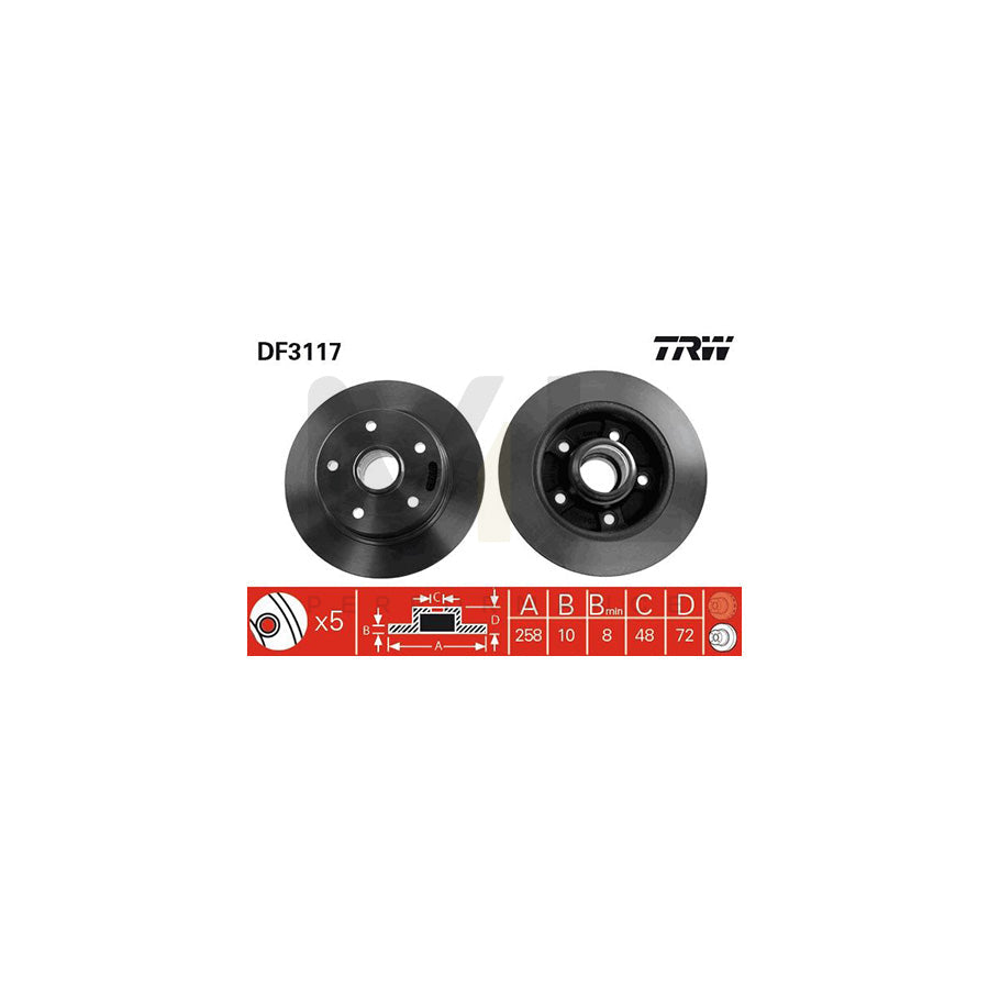 TRW DF3117 Brake Disc Solid, Painted | ML Performance Car Parts