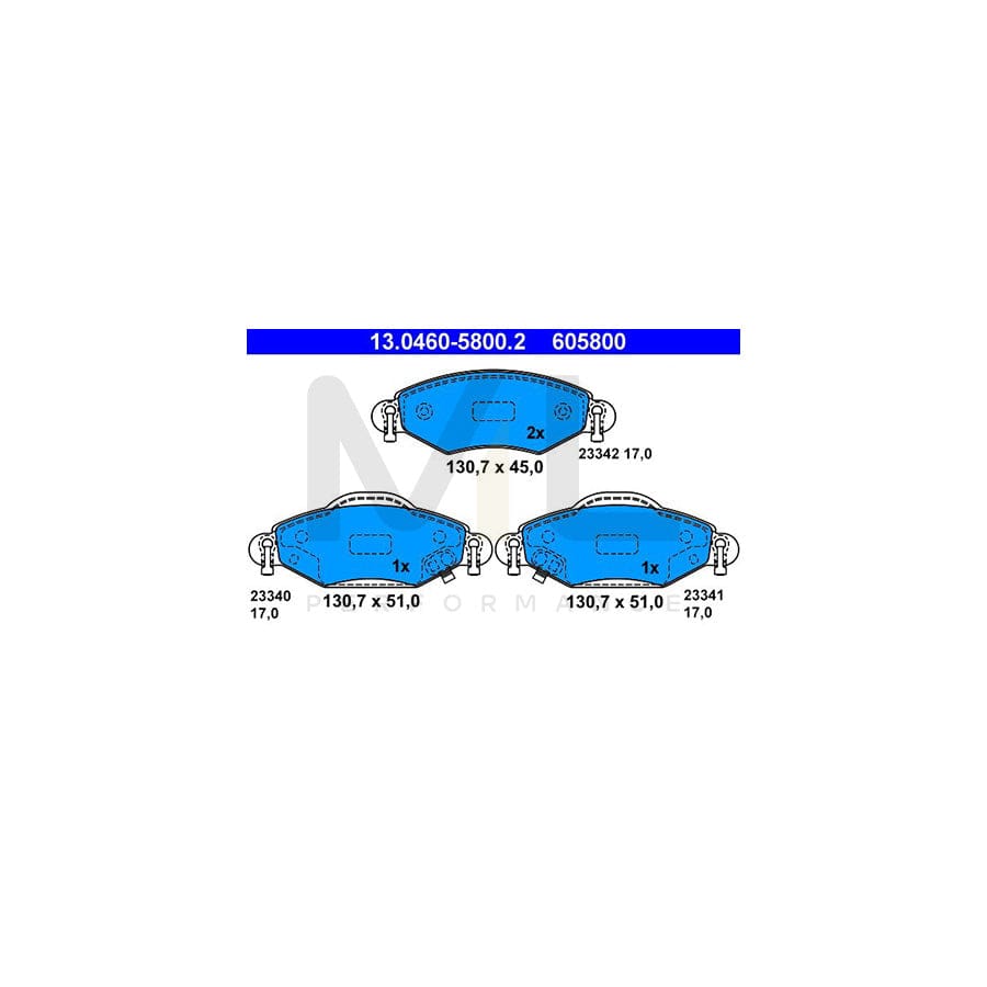 ATE 13.0460-5800.2 Brake pad set with acoustic wear warning