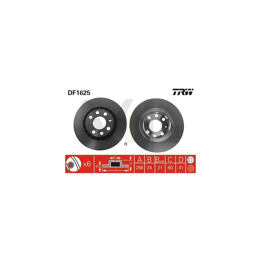 TRW DF1625 Brake Disc Vented, Painted, with bolts/screws | ML Performance Car Parts