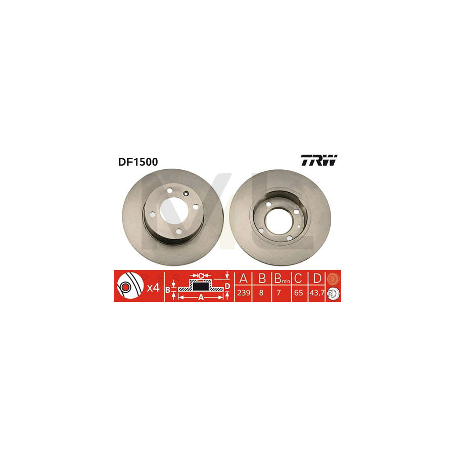 TRW DF1500 Brake Disc Solid | ML Performance Car Parts