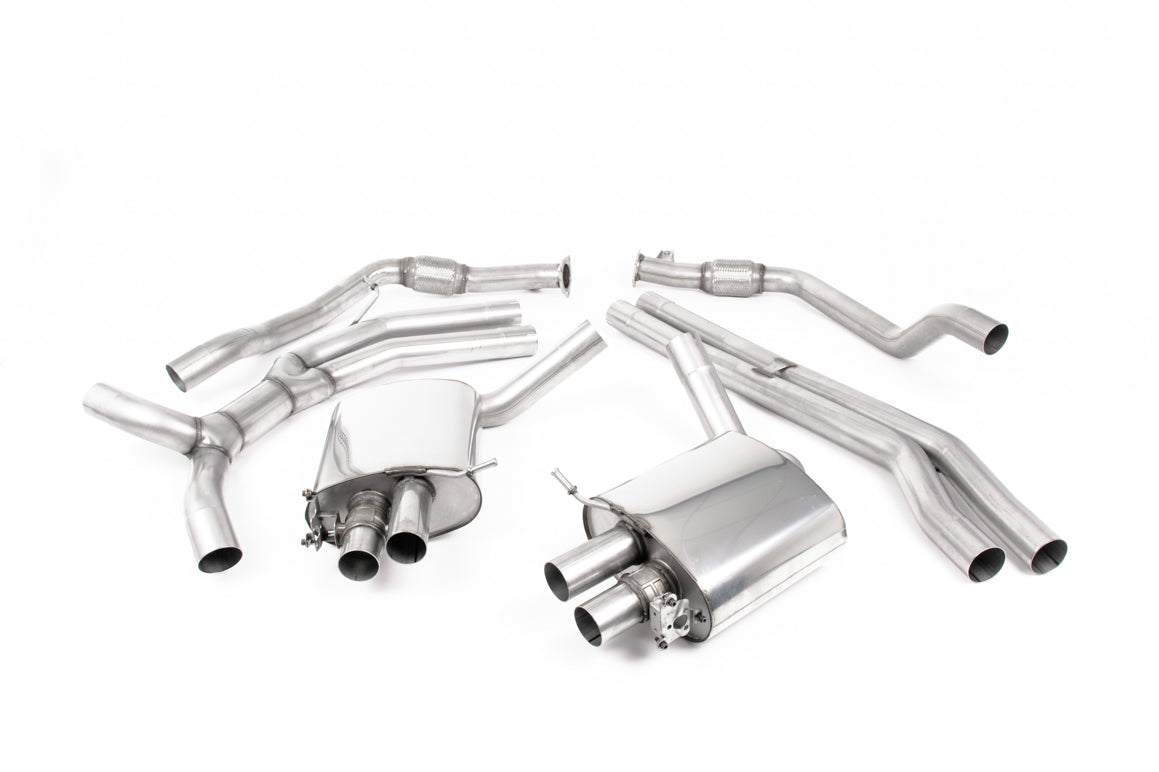 MillTek SSXAU760 Audi RS4 Road+ Cat-Back Exhaust with Cerakote Black Oval Trims
