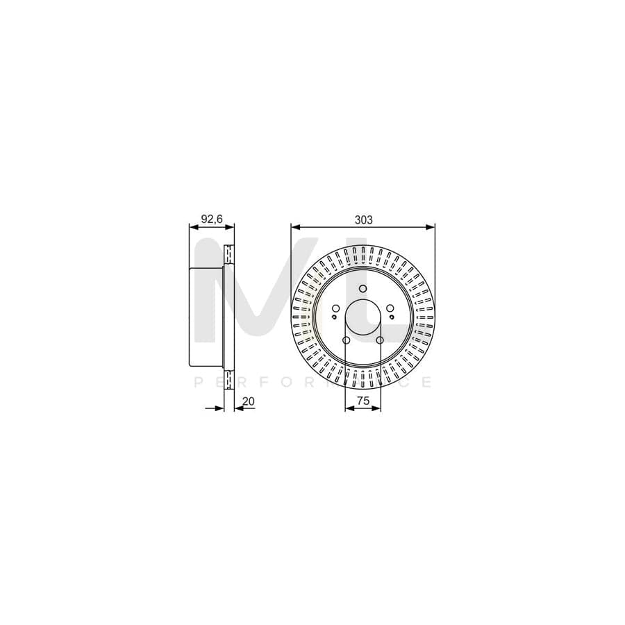 BOSCH 0 986 479 V26 Brake Disc Vented, Oiled | ML Performance Car Parts