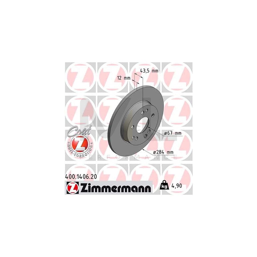 ZIMMERMANN COAT Z 400.1406.20 Brake Disc Solid, Coated  - 1 piece