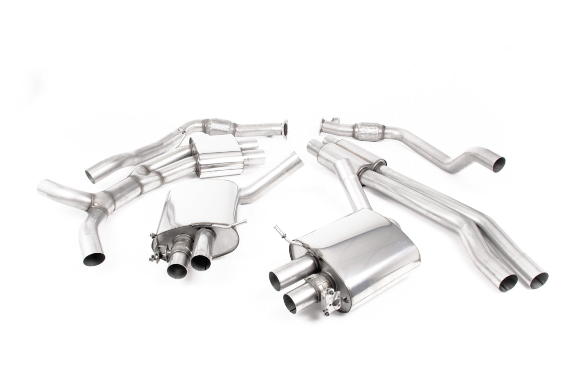 MillTek SSXAU749 Audi RS4 Resonated Cat-Back Exhaust with Polished Oval Trims - EC Approved