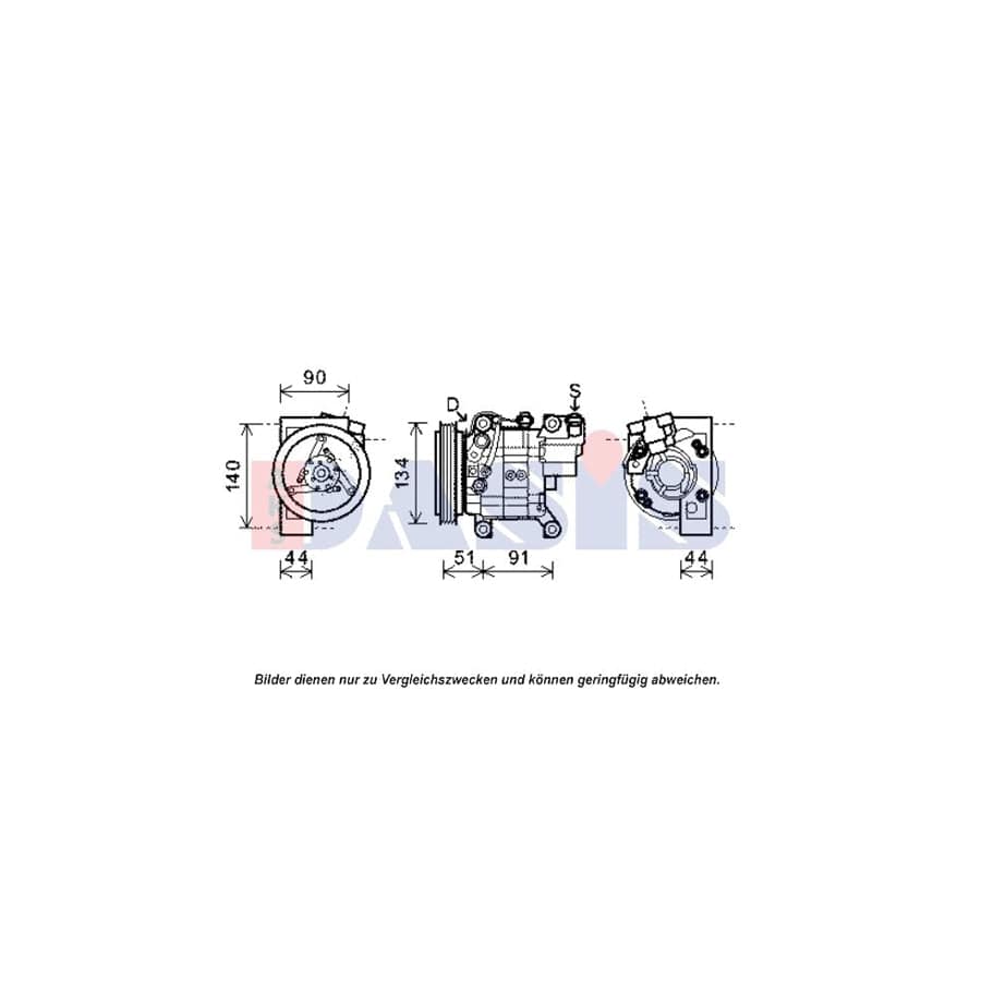 AKS Dasis 851927N Compressor, Air Conditioning for Nissan Almera