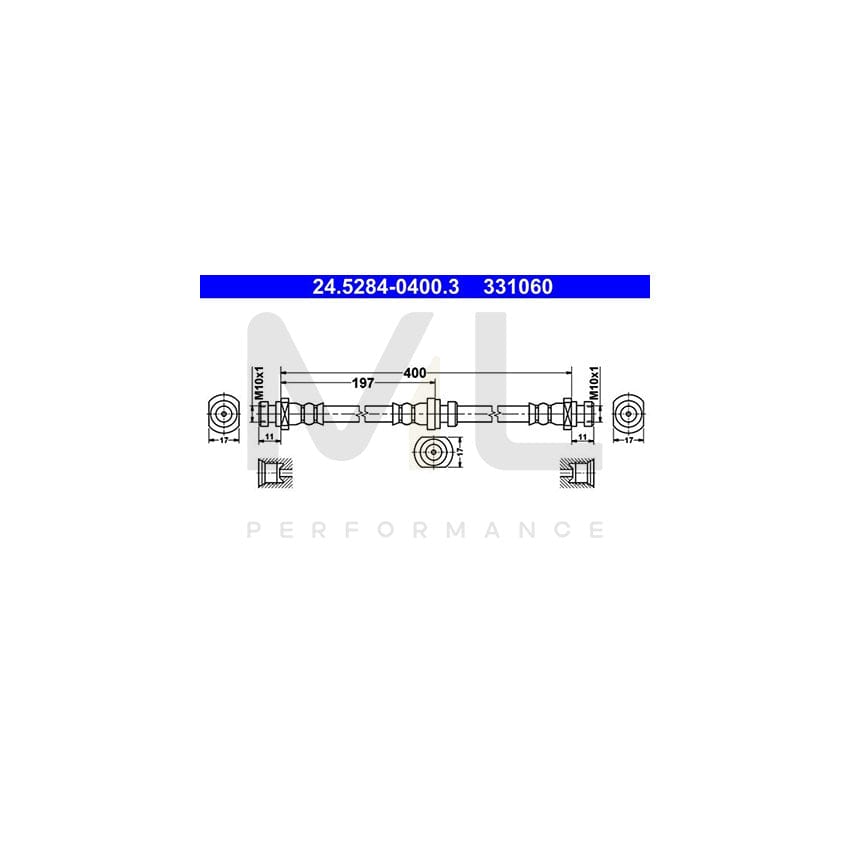 ATE 24.5284-0400.3 Brake Hose 400mm