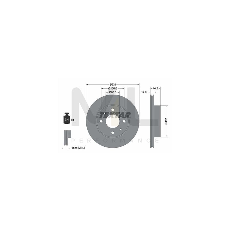 TEXTAR PRO 92179103 Brake Disc for SUZUKI CARRY Kasten Internally Vented, Coated, without wheel hub, without wheel studs | ML Performance Car Parts