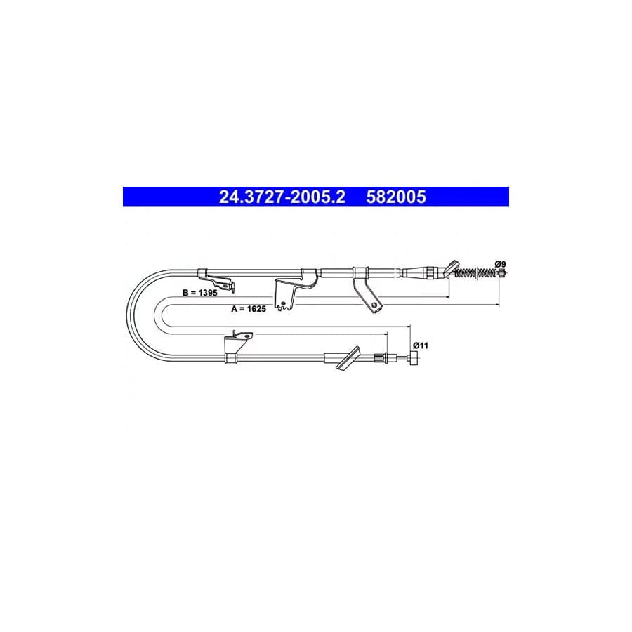 ATE 24.3727-2005.2 Hand Brake Cable for Suzuki Swift III Hatchback (Mz, Ez)