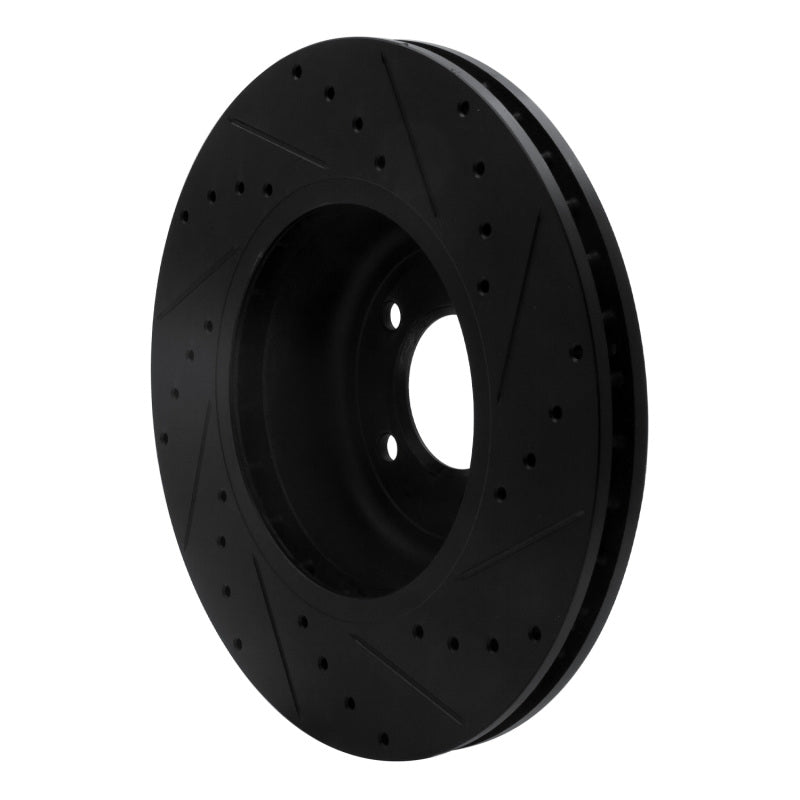 R1 Concepts R1 04-10 BMW 550I Front Left Drilled & Slotted Black Brake Rotor