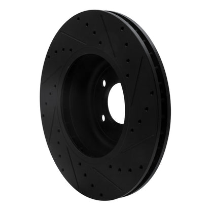 R1 Concepts R1 04-10 BMW 550I Front Left Drilled & Slotted Black Brake Rotor