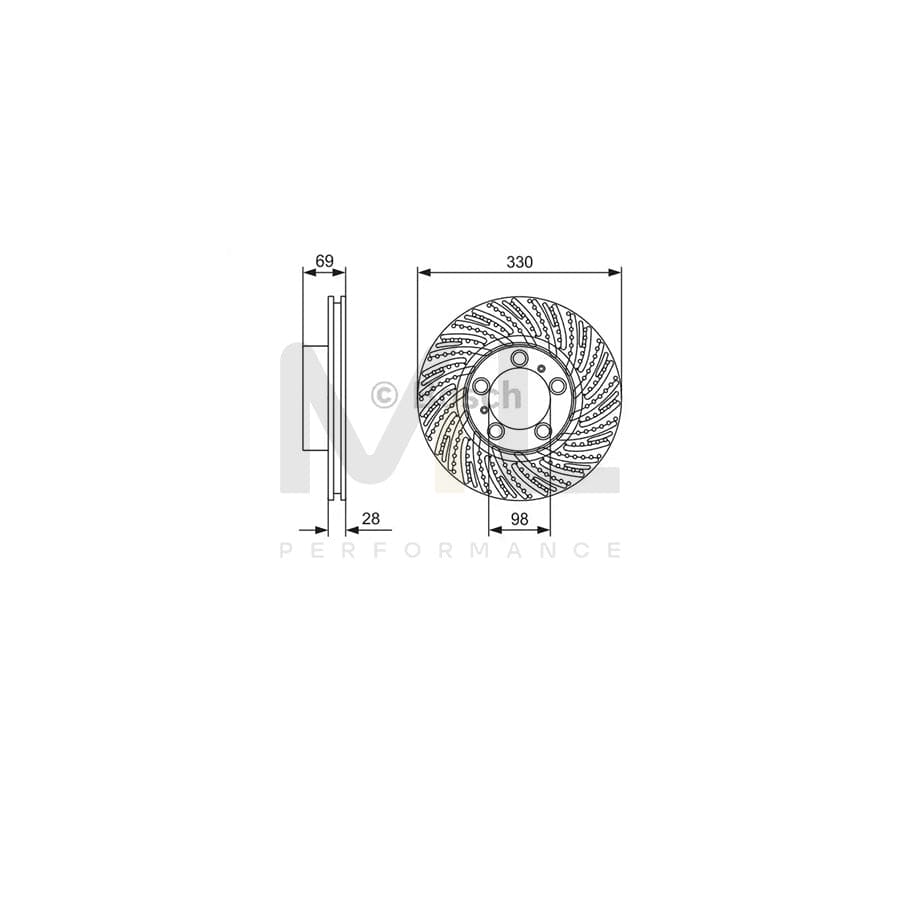 BOSCH 0 986 479 D25 Brake Disc Perforated, Vented, Coated, High-carbon, with bolts/screws | ML Performance Car Parts