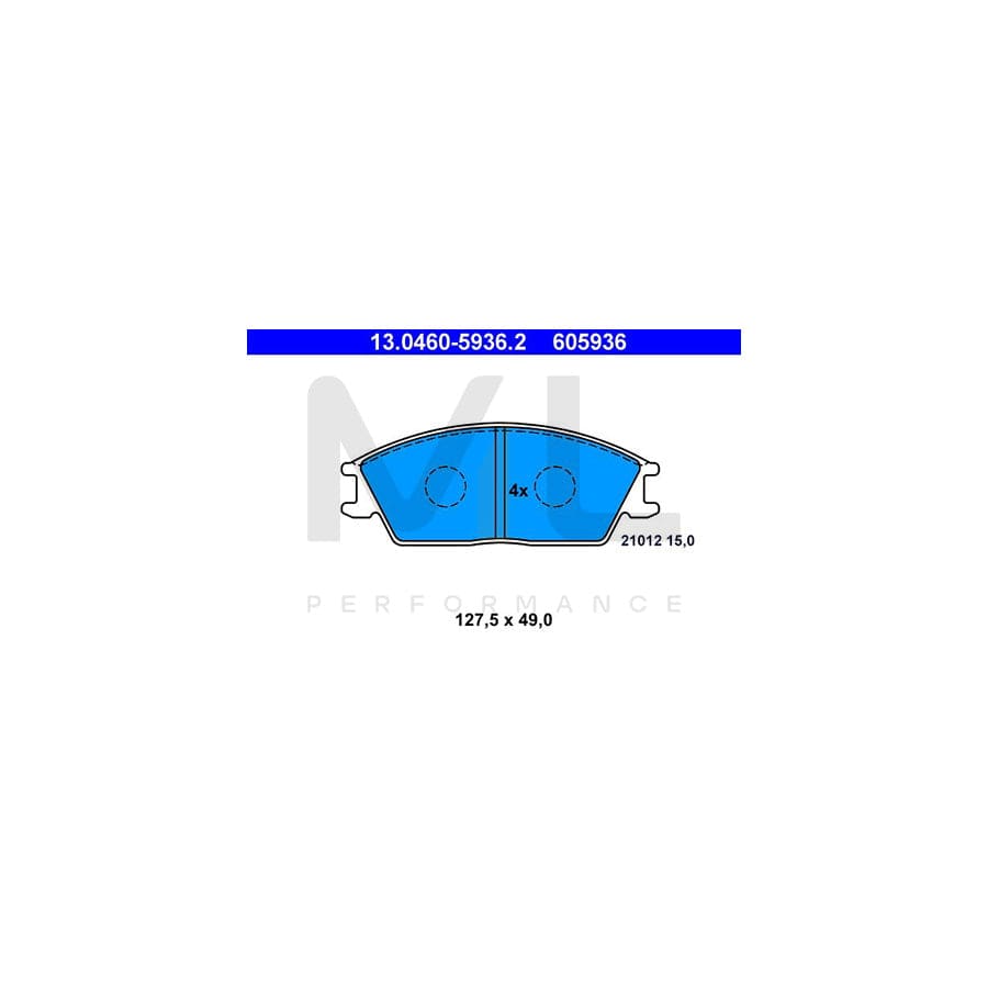 ATE 13.0460-5936.2 Brake pad set excl. wear warning contact, not prepared for wear indicator