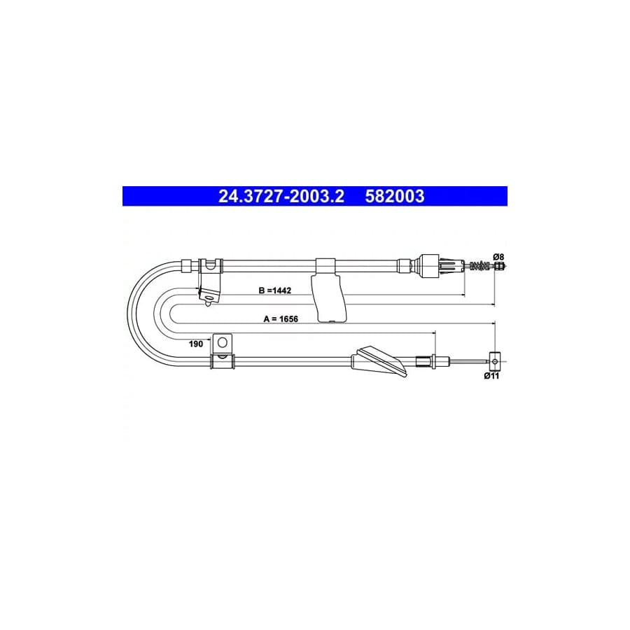 ATE 24.3727-2003.2 Hand Brake Cable for Suzuki Baleno