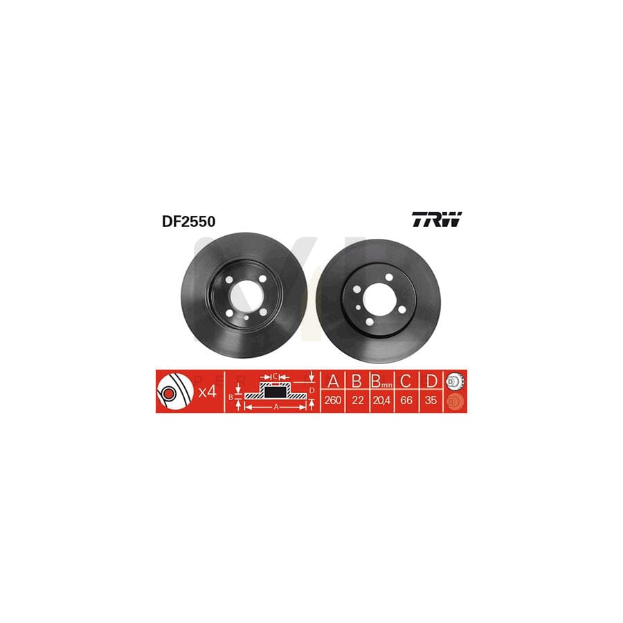 TRW DF2550 Brake Disc Vented, Painted, High-carbon | ML Performance Car Parts