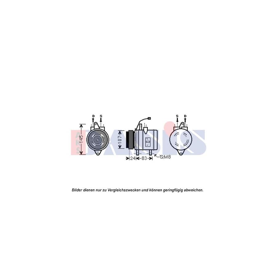 AKS Dasis 851932N Compressor, Air Conditioning for Daewoo Matiz I Hatchback (M100, M150)