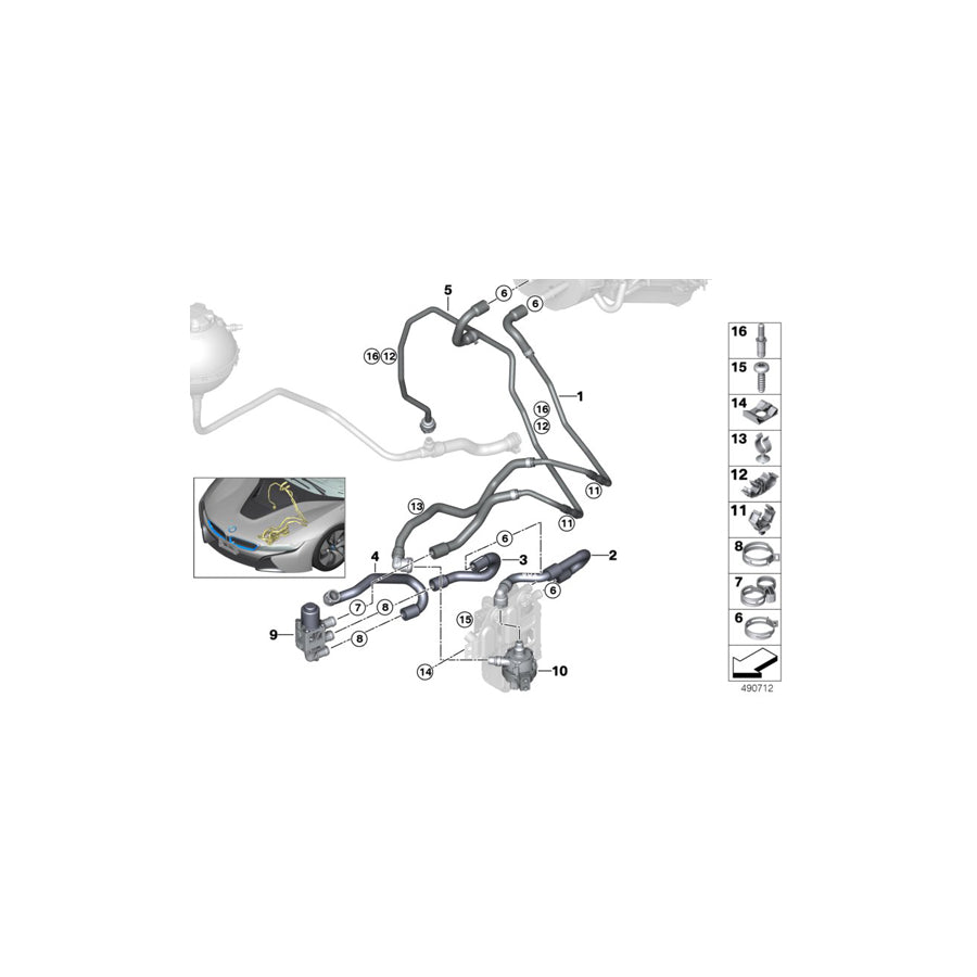 Genuine BMW 64216919372 I12 I15 Coolant Hose, Supply Switch valve - EDH (Inc. i8) | ML Performance US