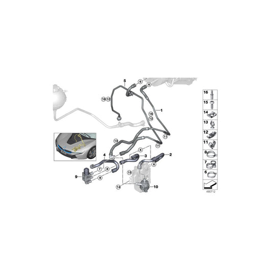 Genuine BMW 64216919372 I12 I15 Coolant Hose, Supply Switch valve - EDH (Inc. i8) | ML Performance US
