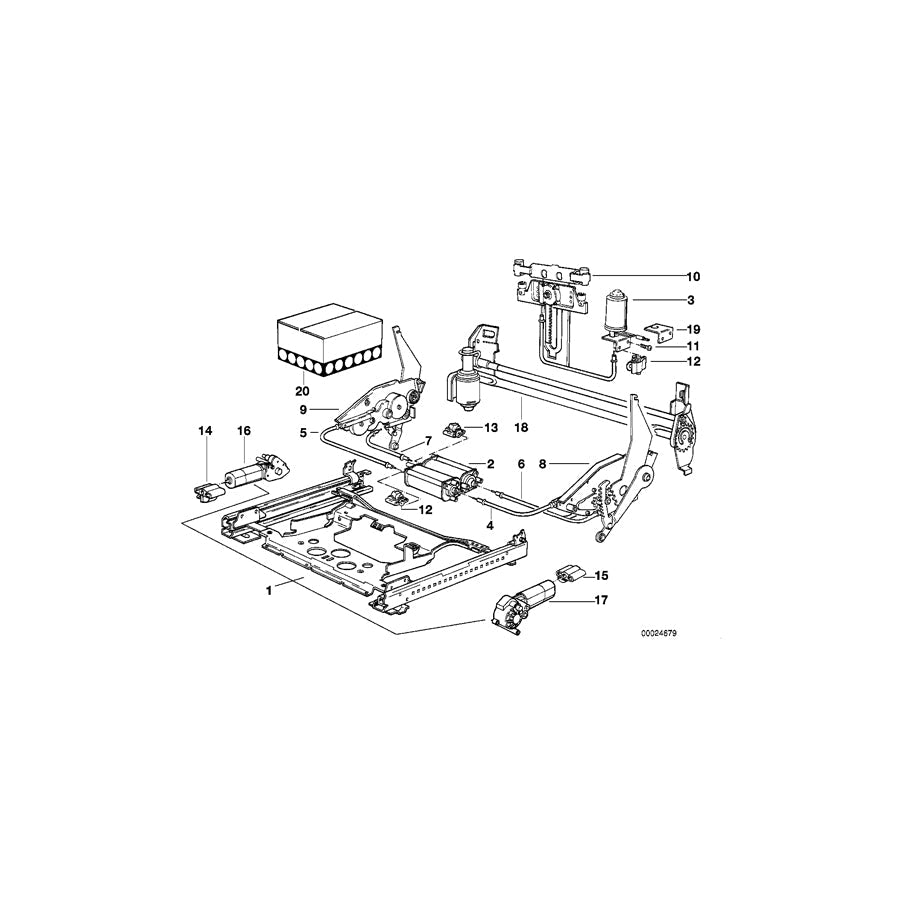 Genuine BMW 52108350152 E38 E34 E39 Drive F Vertical And Backr.Tilt Adjustm. FA. RHW/BOSCH (Inc. 740iL, 750iLS & 525td) | ML Performance US Car Parts