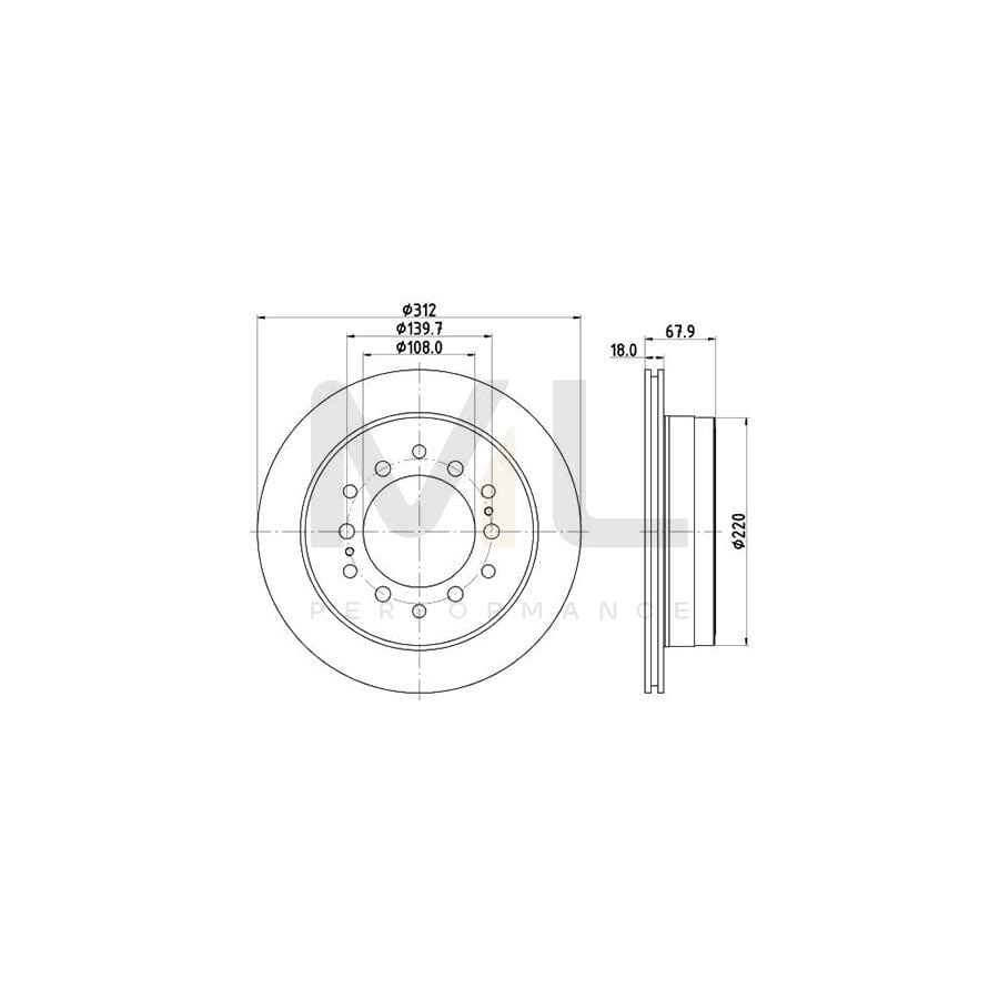 HELLA PRO 8DD 355 122-711 Brake Disc Internally Vented, Coated, without wheel hub, without wheel studs